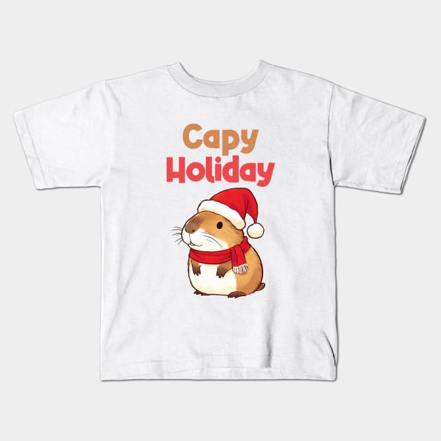 Capy Holiday Christmas Capybara Kids T-Shirt by Takeda_Art